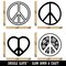 Peace Sign Symbols Sketch Outline Flowers Rubber Stamp Set for Stamping Crafting Planners